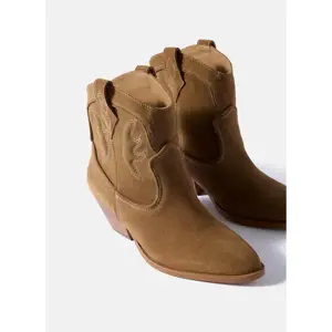 Mint Velvet Carly Neutral Suede Cowboy Boots